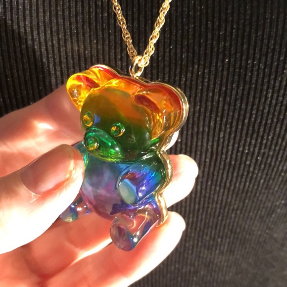 Sparkly Large Gummy Bear Slider Chain Long “Betsey Johnson” Necklace!!! 🐻 🐻 - Picture 12 of 17